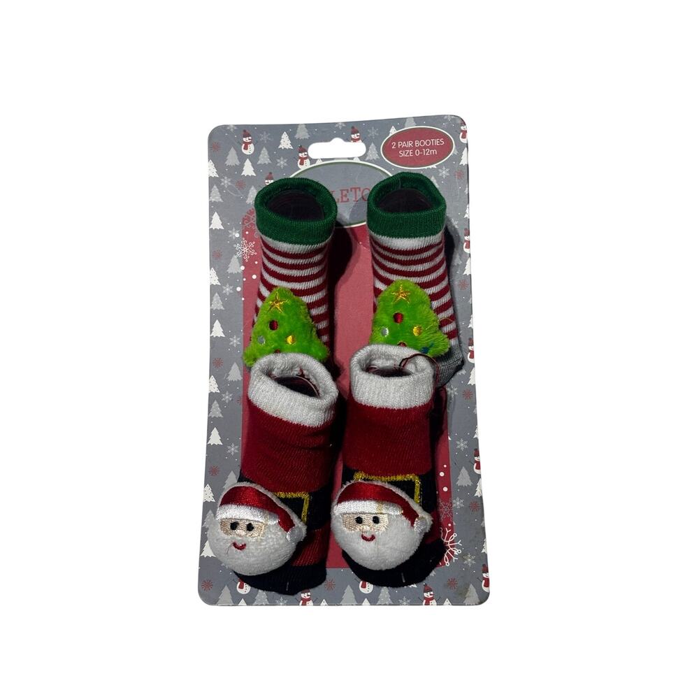 Mistletoes Baby Christmas socks Santa face and Christmas trees nwt